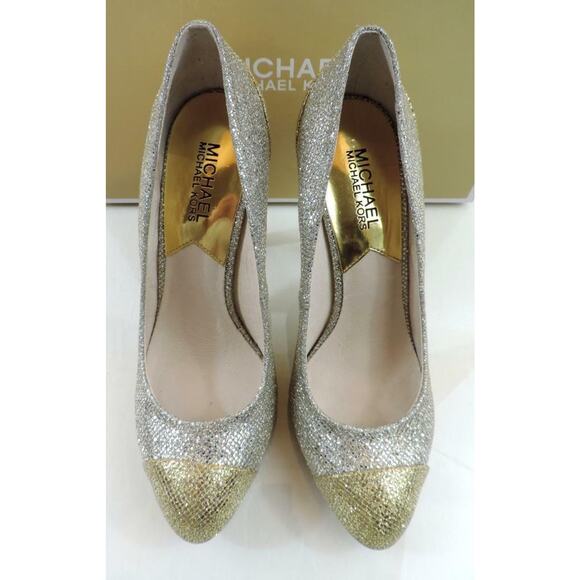 Women's Shoes Michael Kors Sinclair Pump Cap Toe Stiletto Heels Silver Size 7.5 - Picture 6 of 8